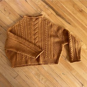 Anthropologie mock neck cable knit sweater M
